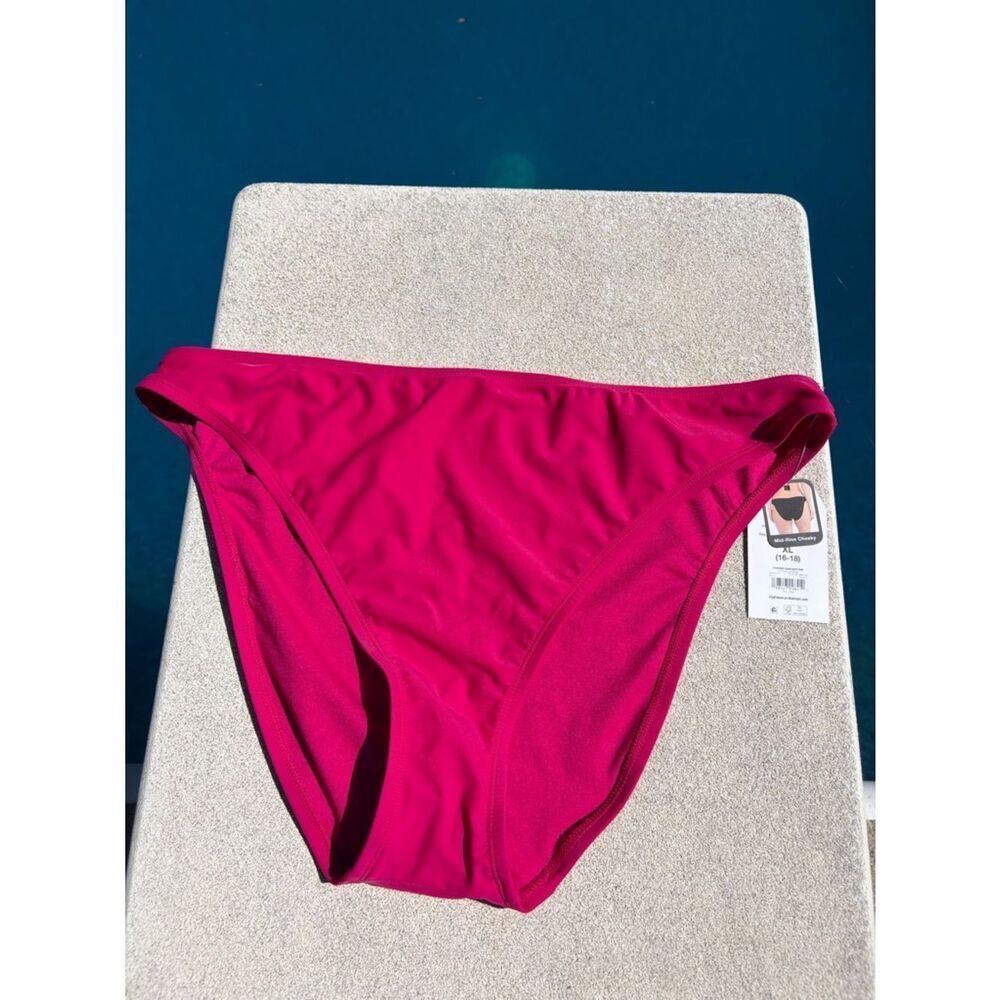 Time and Tru High-Cut Bikini Bottom in Fuchsia